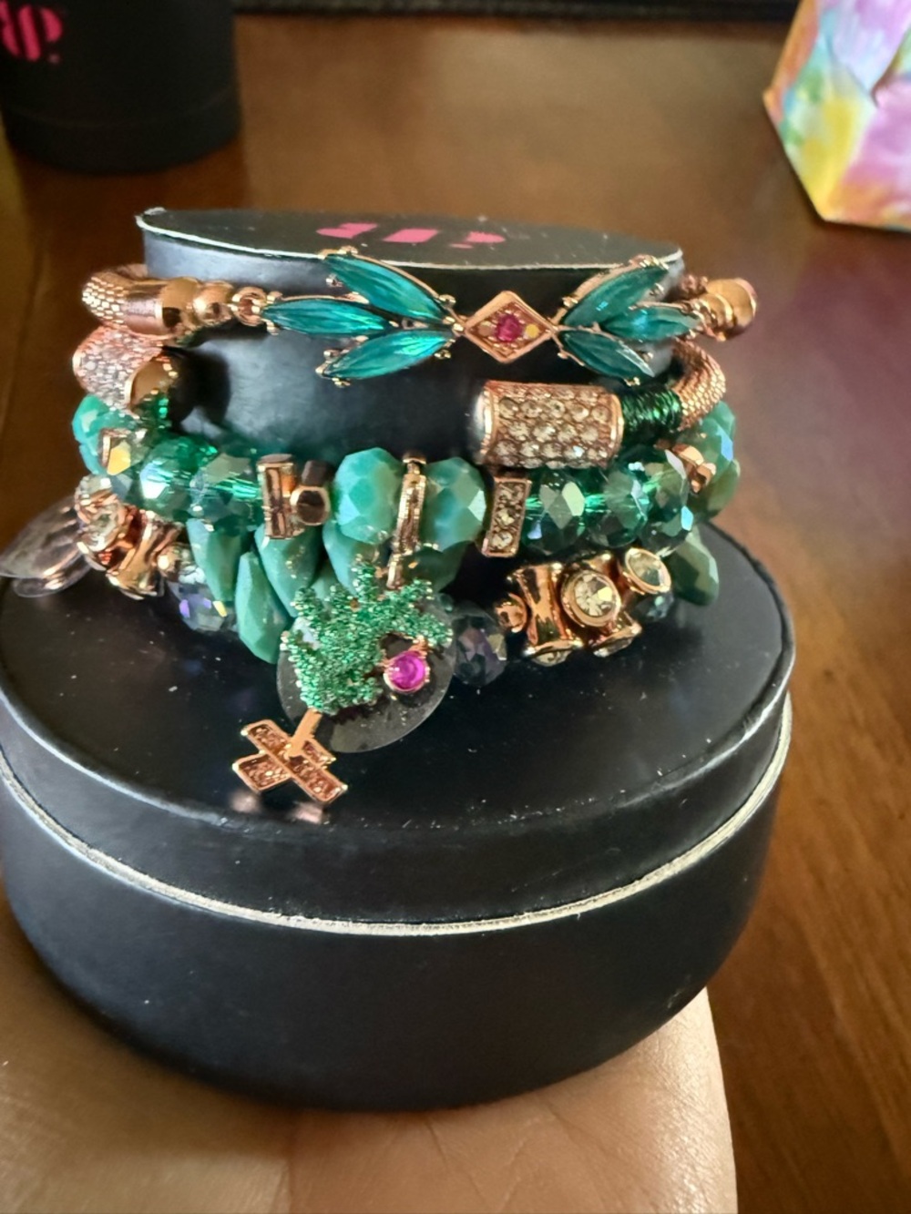 Bomb Party Holiday Stacks bracelets Charlie’s Christmas Tree rose gold NWT - Picture 2 of 4
